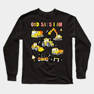 Construction Bible Verse Truck Toddler Kids Long Sleeve T-Shirt